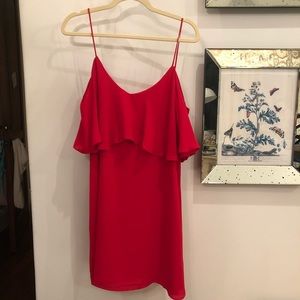 Aqua Cold Shoulder Red Dress